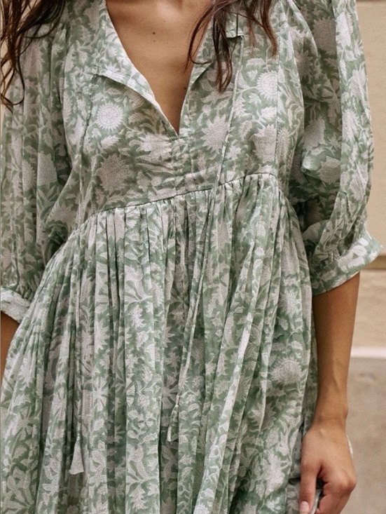 Daughters of India Dresses & Skirts - DAUGHTERS OF INDIA  Kira Mint Green and White Floral Dress